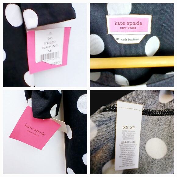 Kate Spade SZ XS Black With White Polka Dot Sleep Shirt KS22207 NWT - Picture 5 of 5